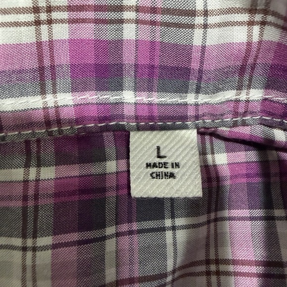 Uniqlo Mens Large Purple Plaid Button Down Shirt Cotton NWOT - Picture 6 of 14